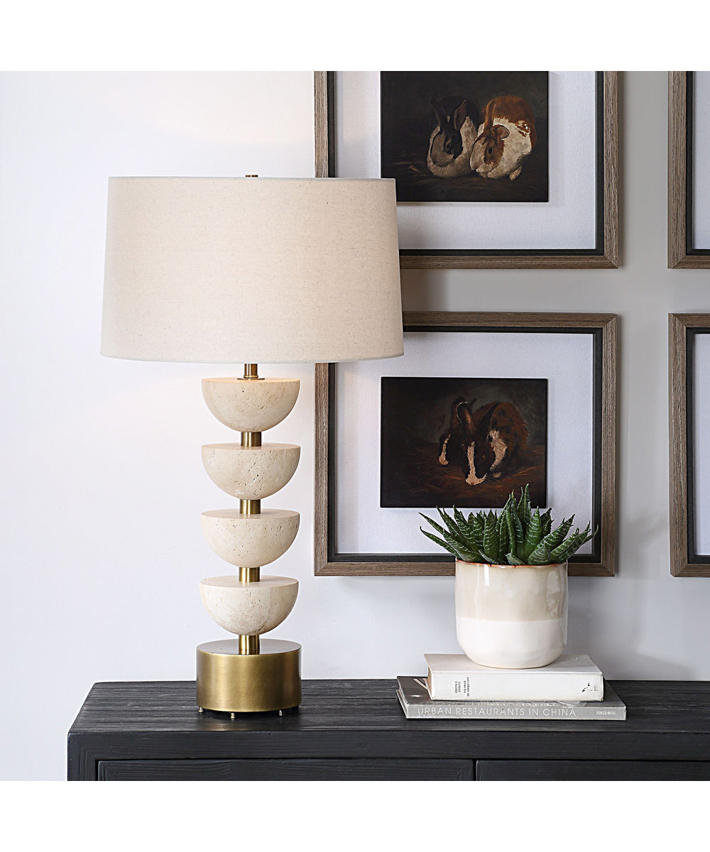 Hemisphere Travertine Table Lamp
