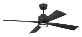 Rhett 52" 4-Blade Indoor/Outdoor Ceiling Fan Damp Rated 1-Light Fan Flat Black