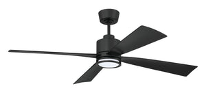 Rhett 52" 4-Blade Indoor/Outdoor Ceiling Fan Damp Rated 1-Light Fan Flat Black