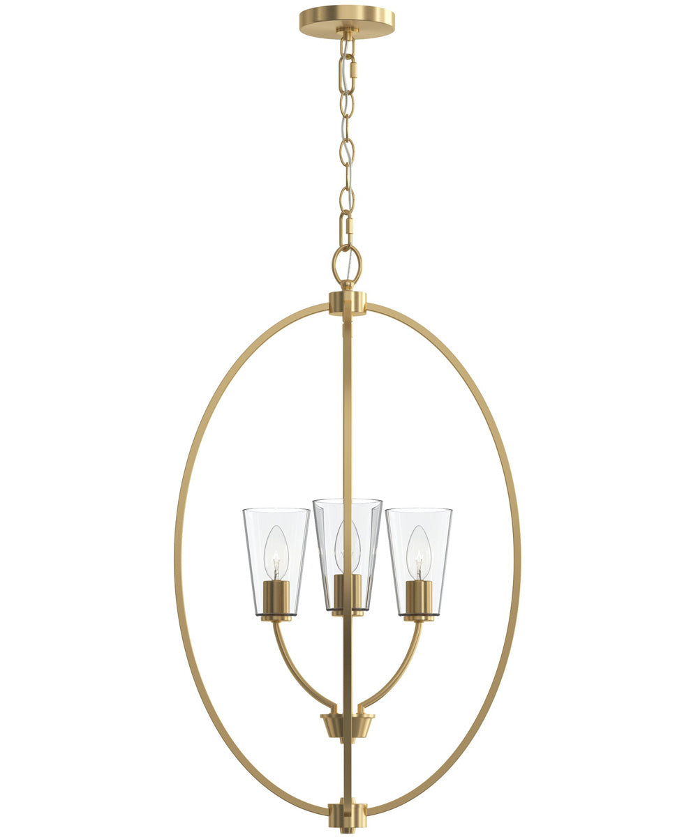 Jheni 3-Light Foyer Pendant with Clear Glass Shades Brushed Gold