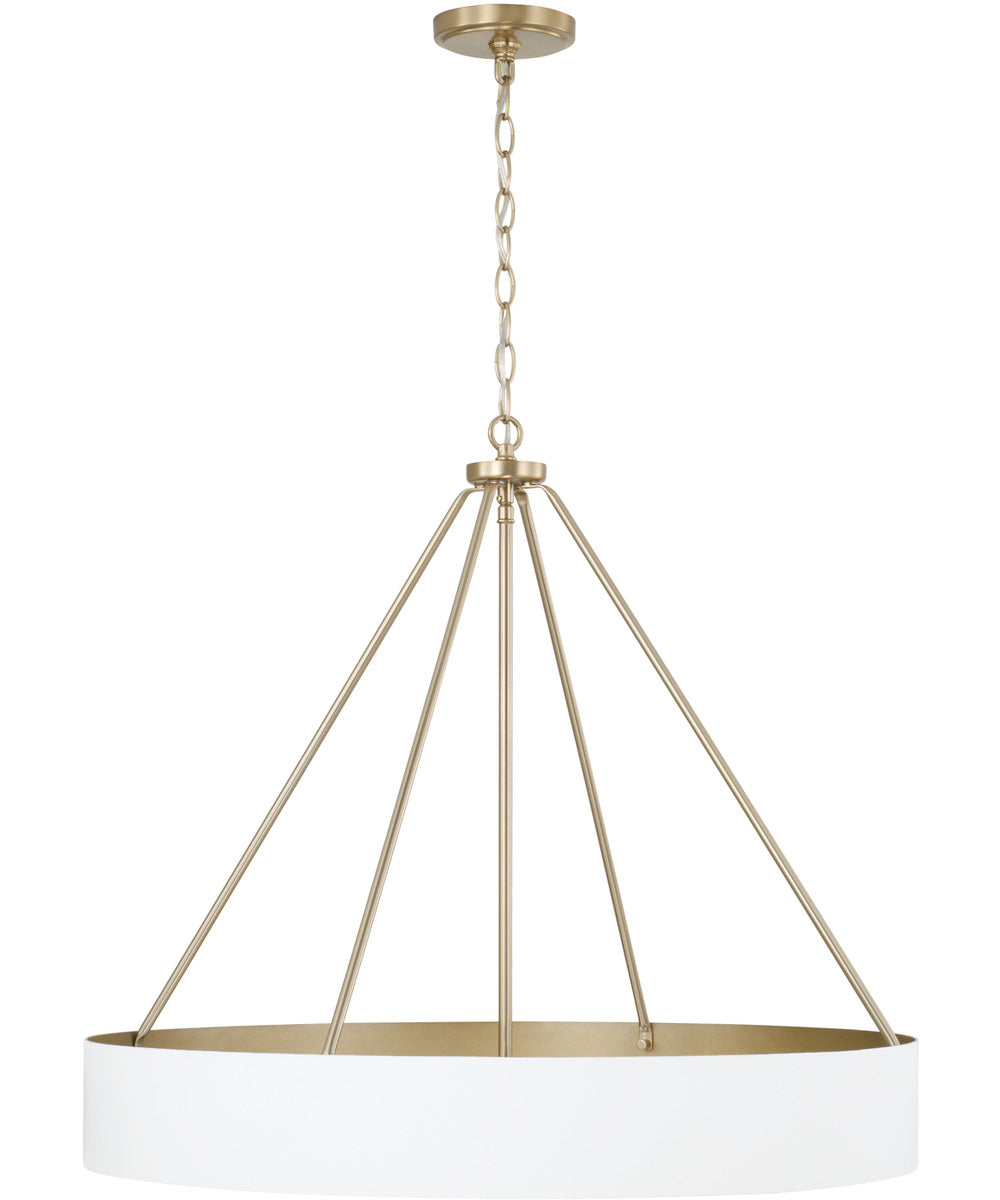 Weller 4-Light Chandelier Matte Brass and White