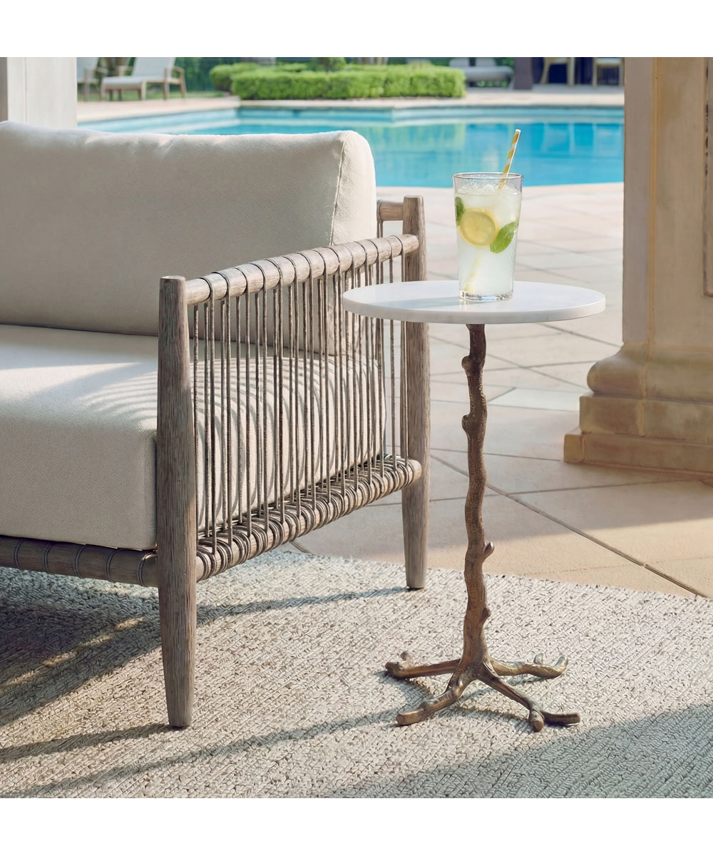Calais White Marble Accent Table