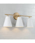 Charlie 3-Light Vanity Matte Brass and White