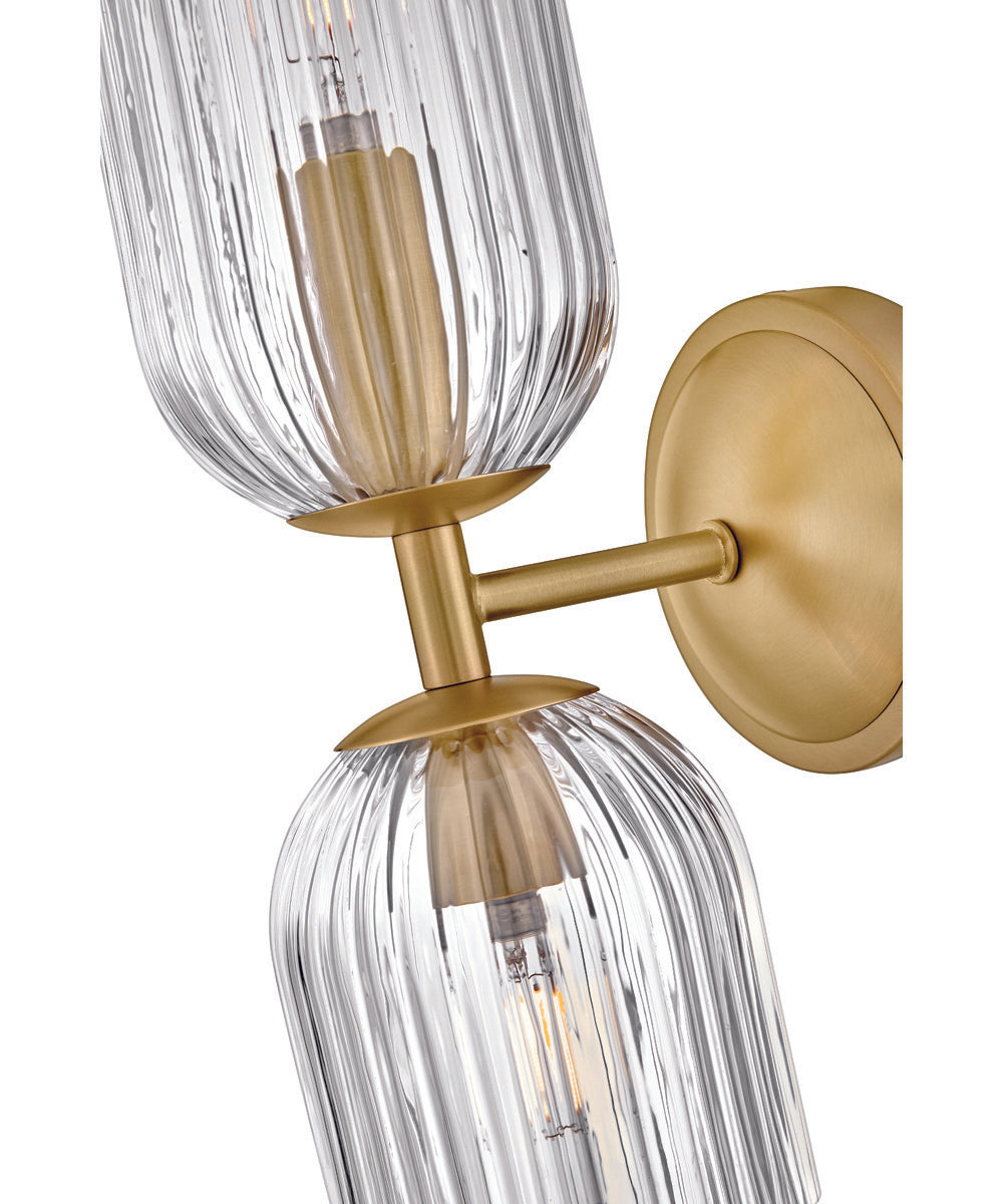 Ava 2-Light Medium Two Light Sconce in Lacquered Brass