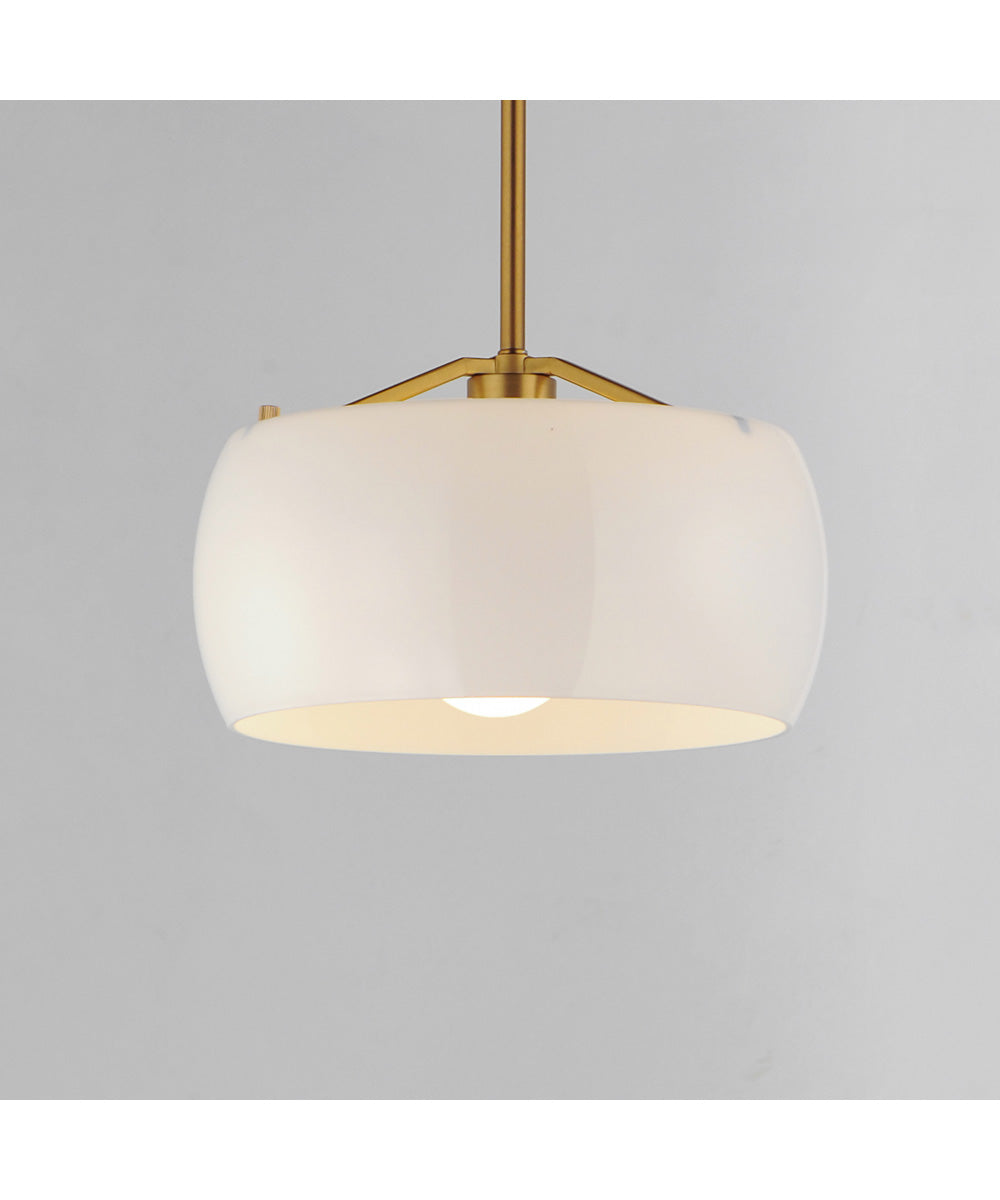 Glazed Single Pendant White/Natural Aged Brass
