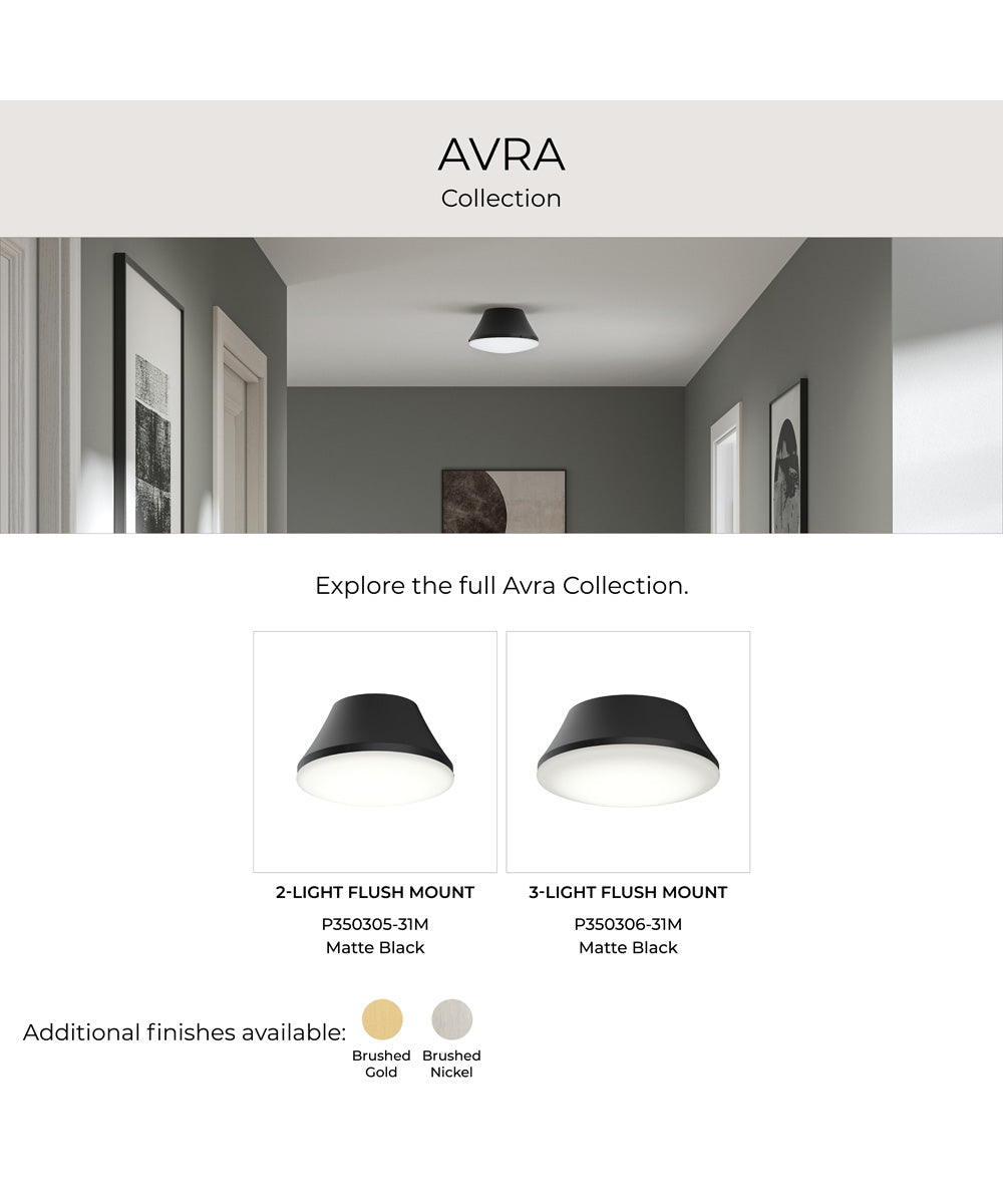 Avra Medium 2-Light Flush Mount with Etched White Glass Shade Matte Black
