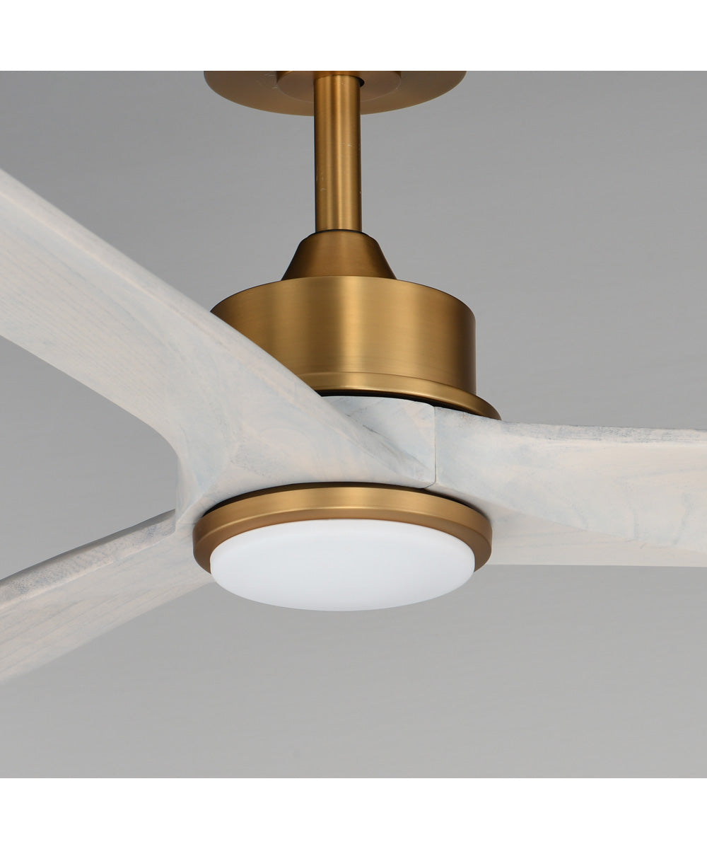 Woodwind 80 inch Solid Wood Blade Fan W LED Natural Aged Brass