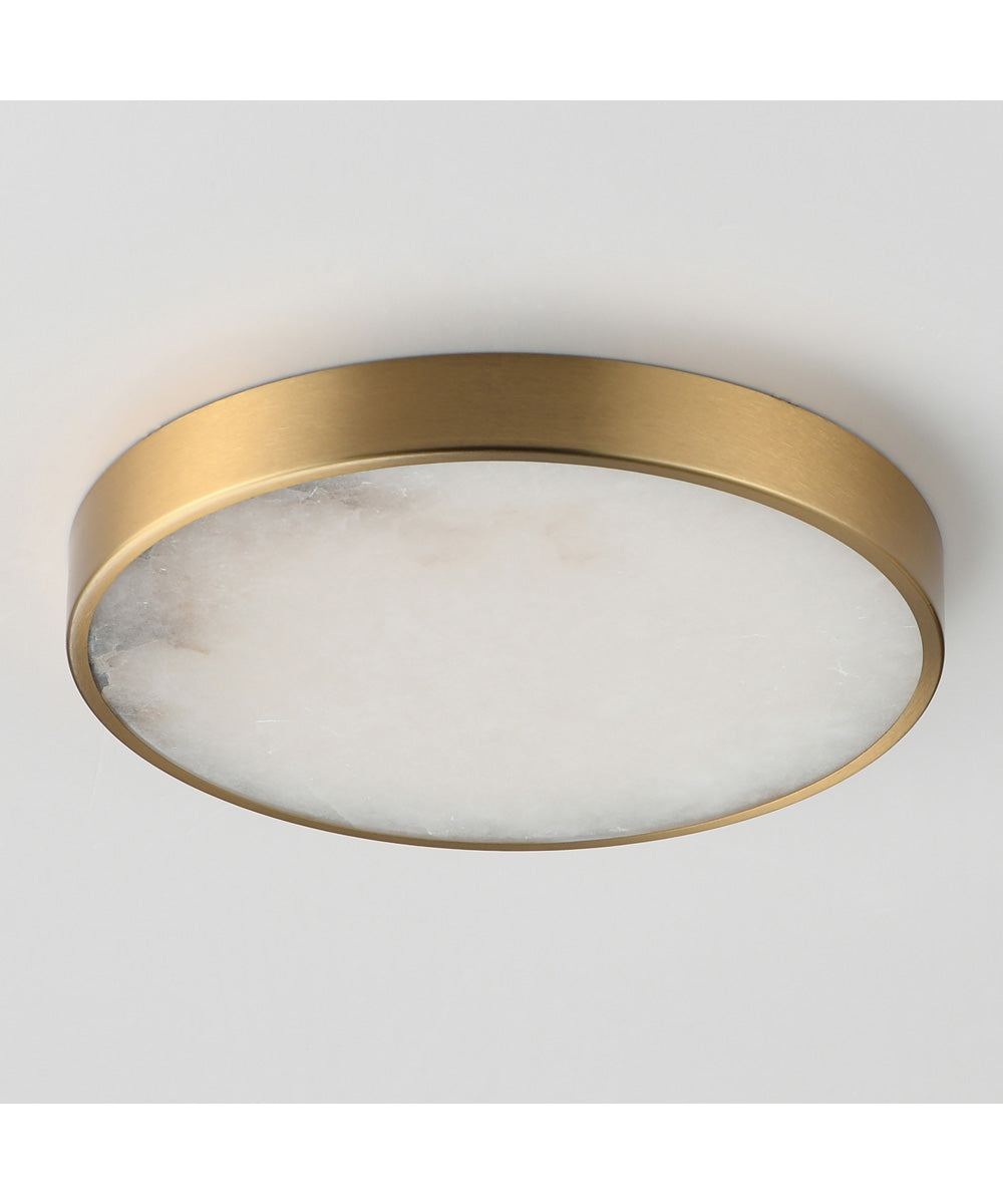 Slab 9 inch LED Alabaster Flush Mount Natural Aged Brass