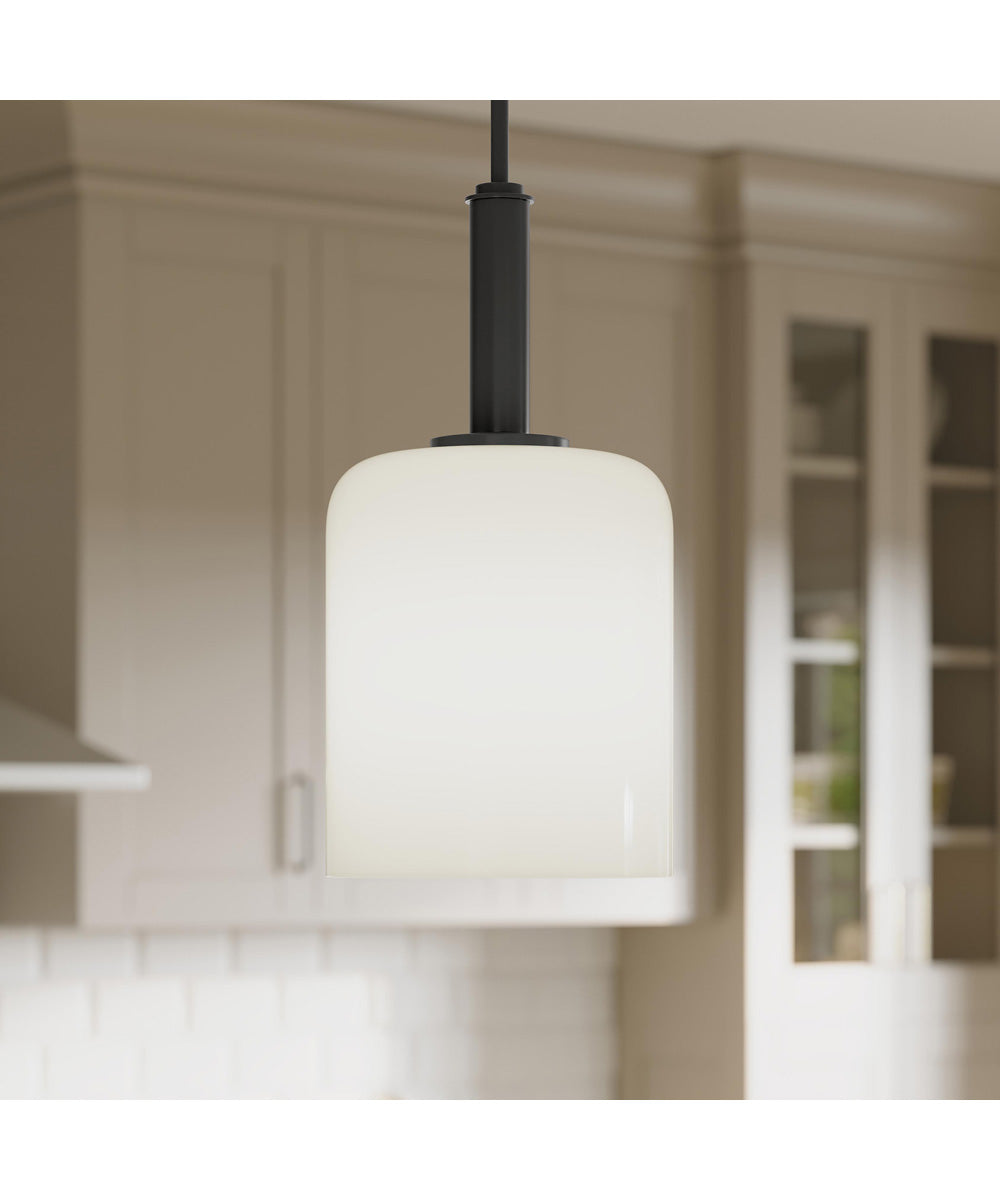 Reines 1-Light Pendant with Opal Glass Shade Matte Black