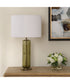 Table Lamp with Transparent Olive Green Glsas and Brass Plated Accents