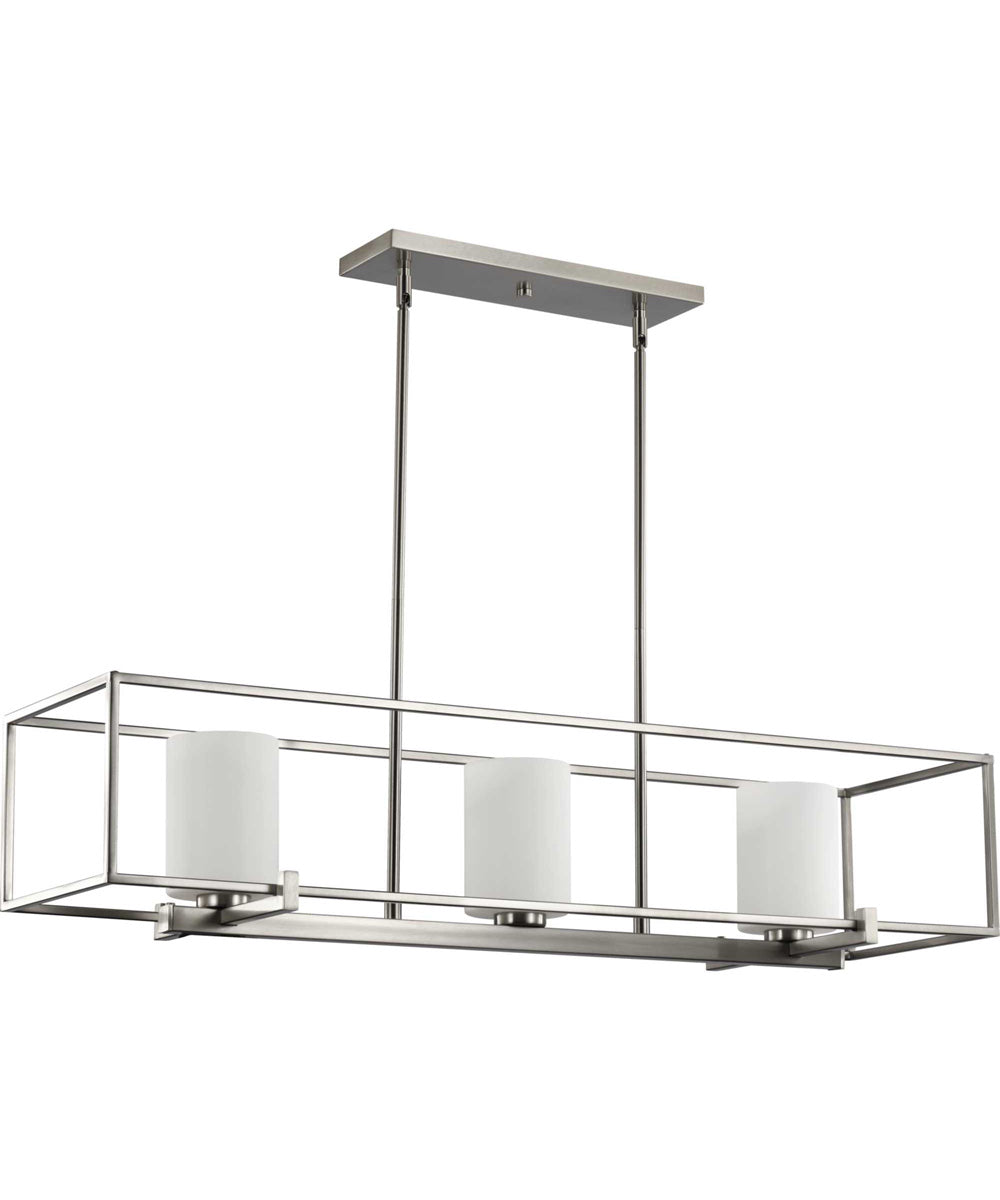 Chadwick 3-Light Etched Opal Glass Modern Chandelier Light Brushed Nickel