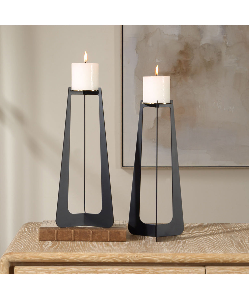 Columnar Black Candleholders Set of 2