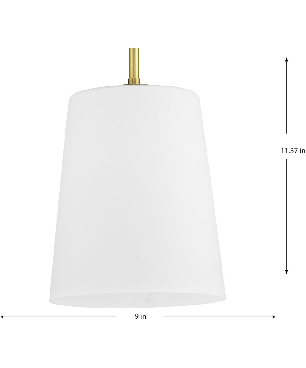 Clarion 1-Light Etched White Pendant P500429 Satin Brass