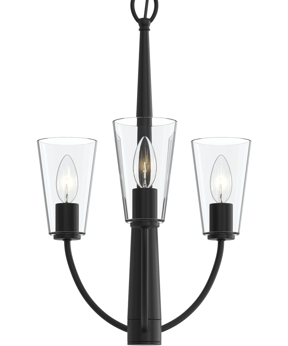 Jheni 3-Light Chandelier with Clear Glass Shades Matte Black