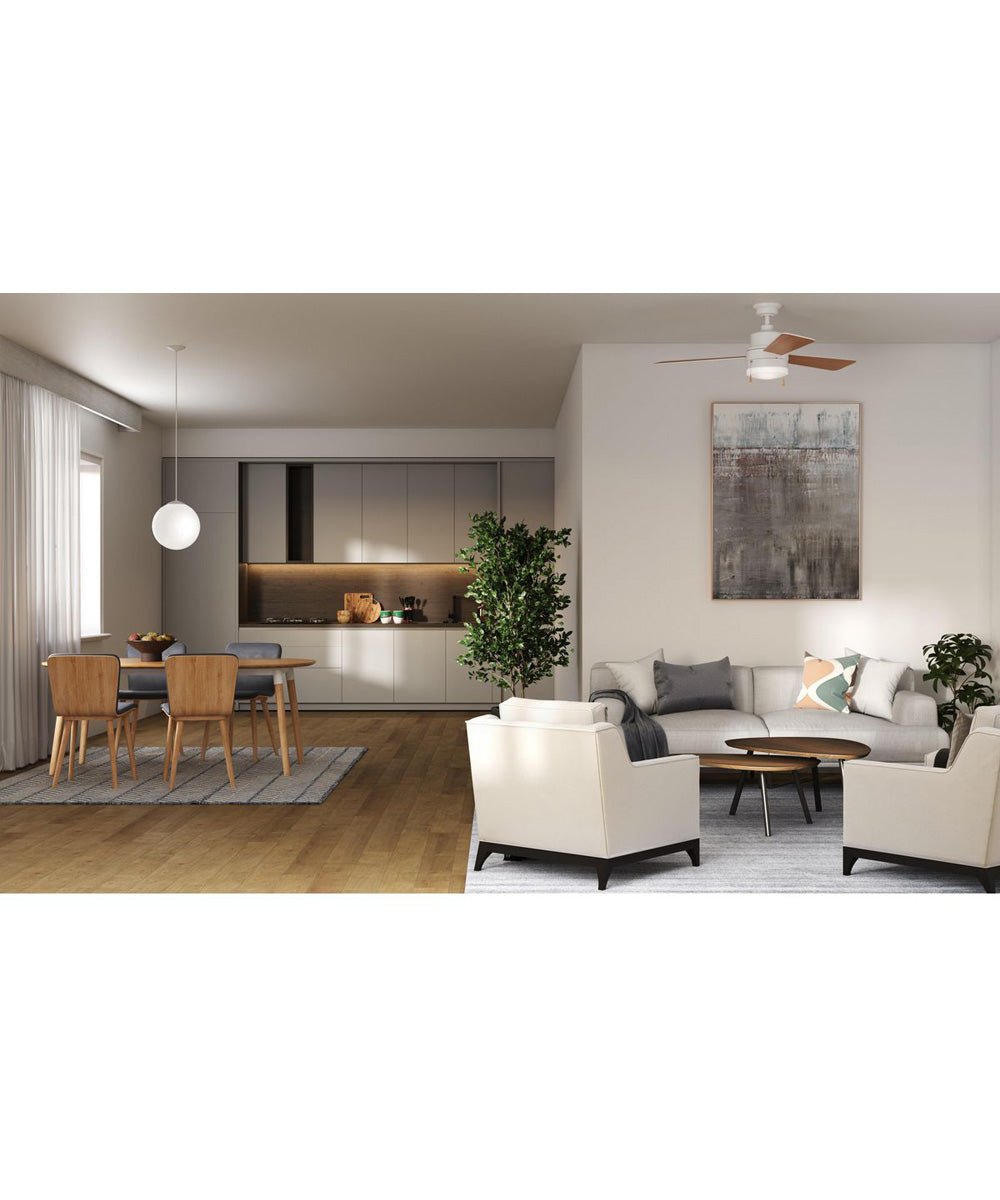 Trevina V 52" 3-Blade Indoor Ceiling Fan with Light Kit White Opal Shade Satin White