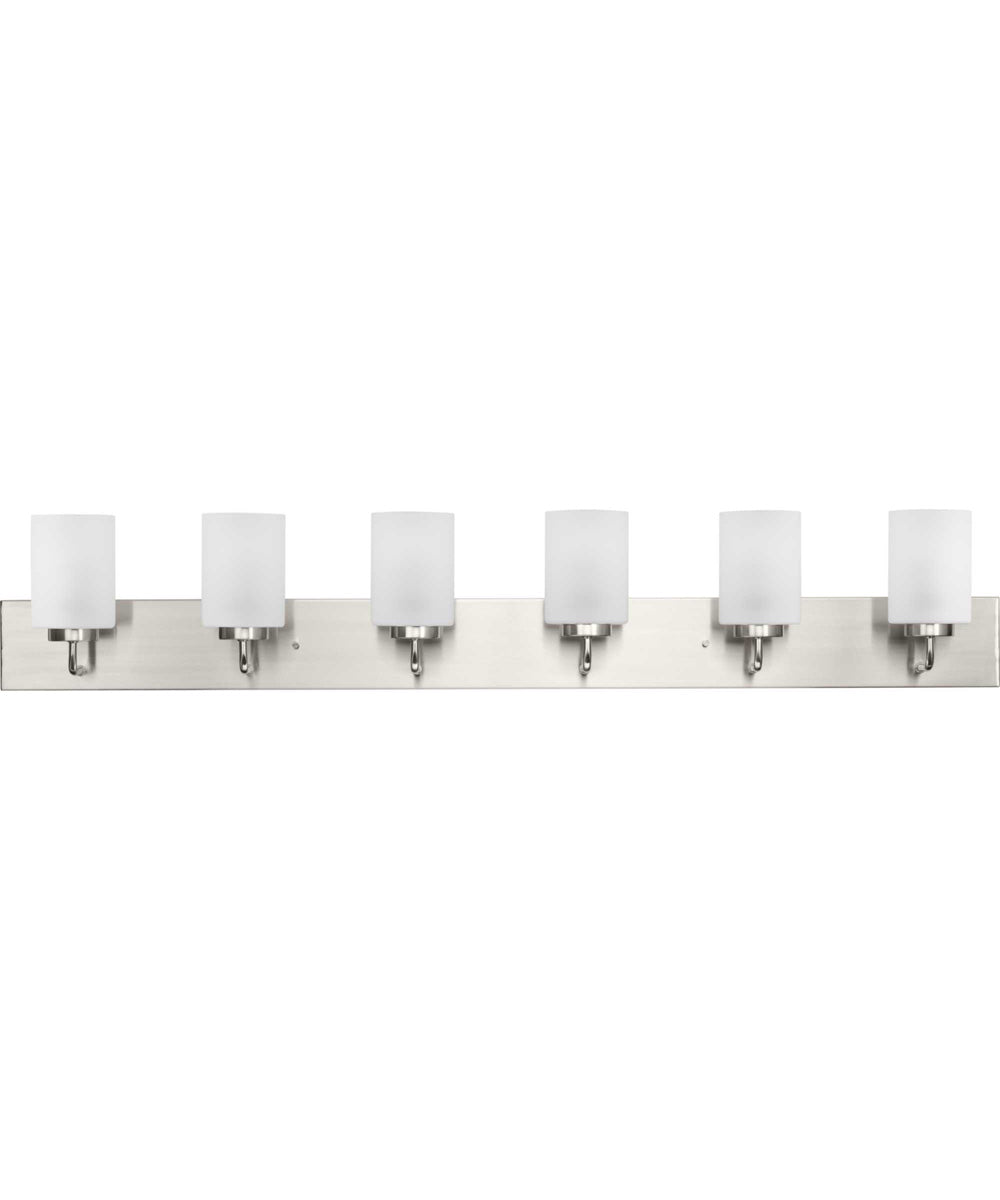 Merry 6-Light Etched Glass Transitional Style Bath Vanity Wall Light Brushed Nickel
