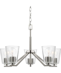 Vertex 5-Light Clear Glass Contemporary Chandelier Brushed Nickel