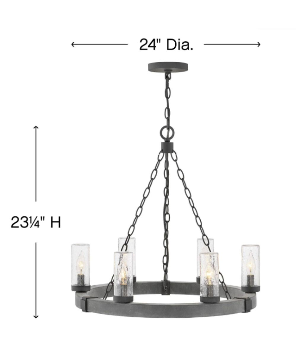 Sawyer 6-Light Medium Outdoor Single Tier in Aged Zinc
