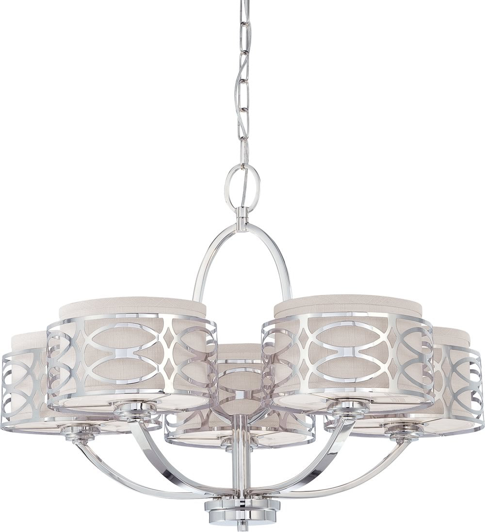 28"W Harlow 5-Light Chandelier Polished Nickel