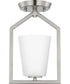 Vertex 1-Light Etched White Contemporary Semi-Flush Mount Brushed Nickel