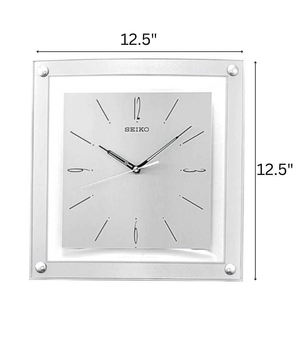 OPEN BOX Wall Clock Square Silver and Glass Glass Cover