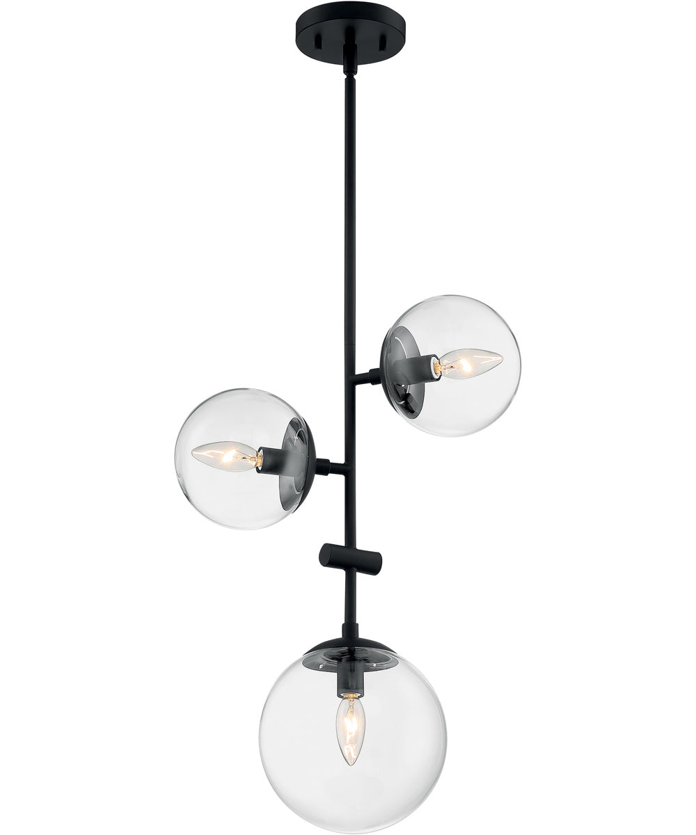 15"W Sky 3-Light Pendant Matte Black