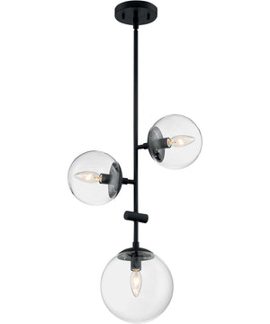 15"W Sky 3-Light Pendant Matte Black