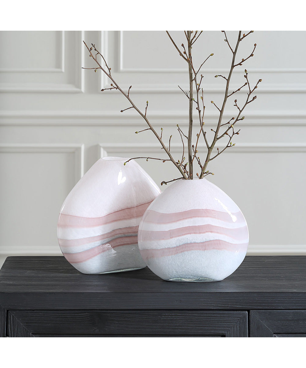 Blush Swirl Glass Vases, Set of 2