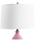 Ceramic Table Lamp with Pink Glaze and White Linen