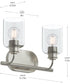 Reines 2-Light Bath Vanity with Clear Glass Shades Brushed Nickel