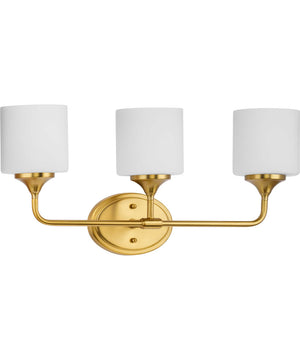 Lynzie 3-Light Etched Opal Glass Modern Bath Vanity Light Brushed Gold