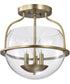 Amado 3-Light Close-to-Ceiling Vintage Brass