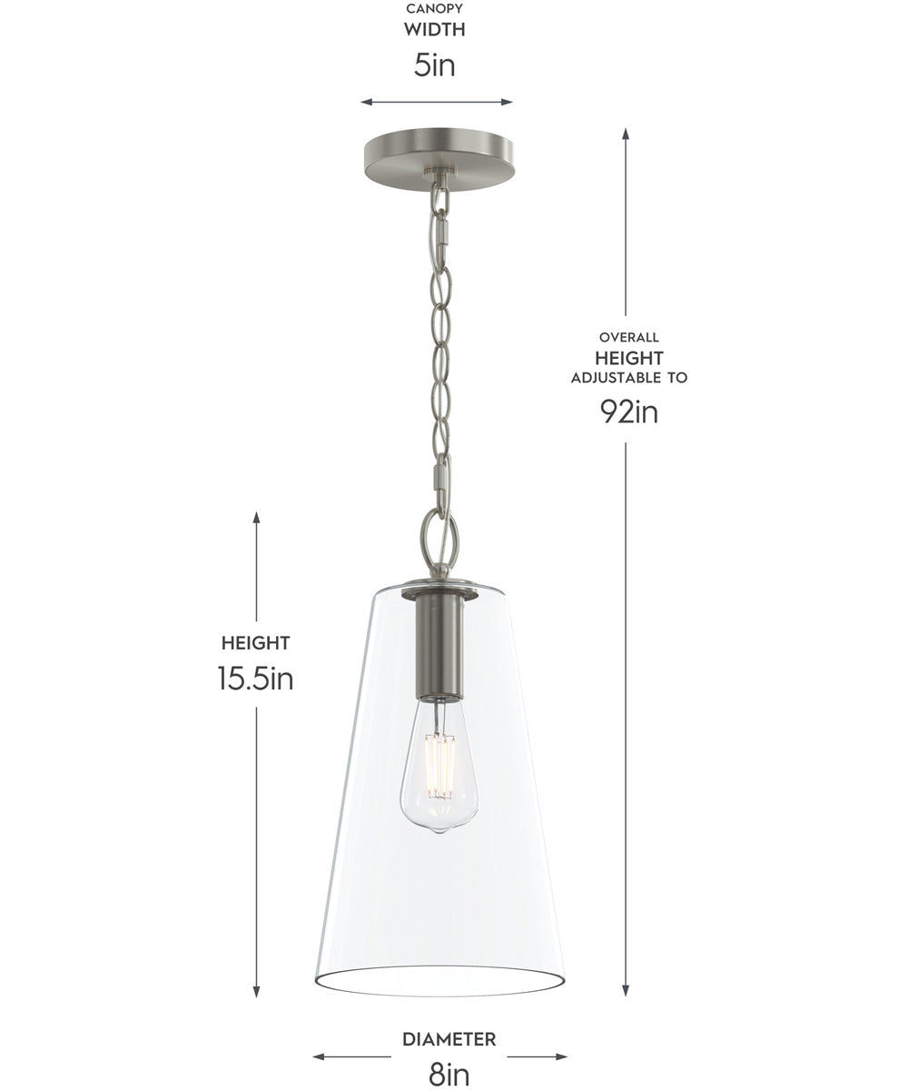 Jheni 1-Light Pendant with Clear Glass Shade Brushed Nickel