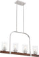 32"W Arabel 4-Light Pendant Brushed Nickel / Nutmeg Wood