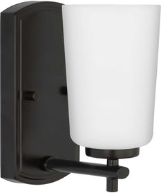 Adley 1-Light Etched Opal Glass New Traditional Bath Vanity Light Matte Black