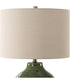 Ceramic Table Lamp Textured Moss Green and Beige Linen