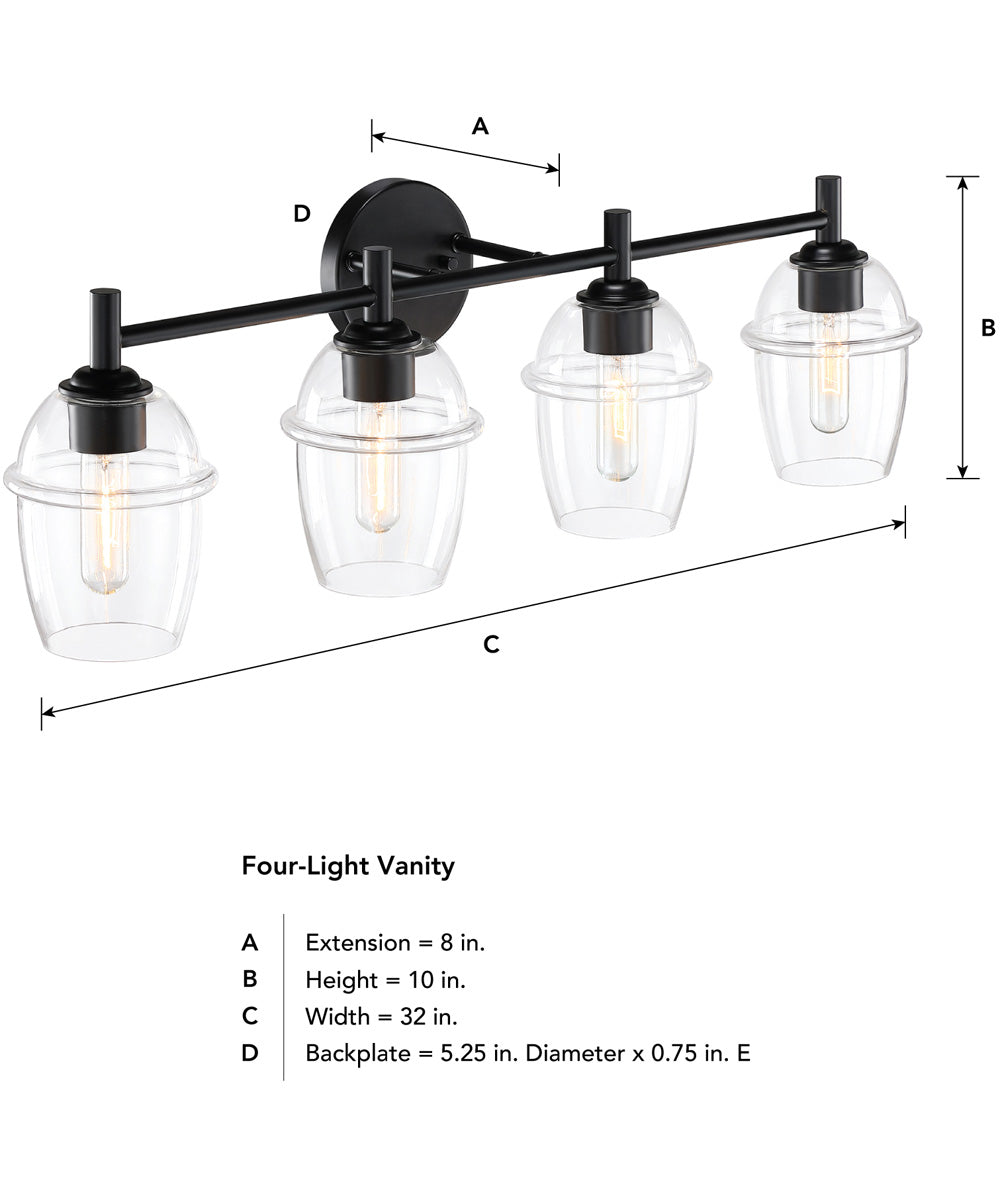 Summer Jazz 4 Light Vanity Matte Black