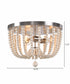 Dumas 16"W 3-Light Brushed Steel Finish Weathered White Wood Bead Flushmount by KenroyHome
