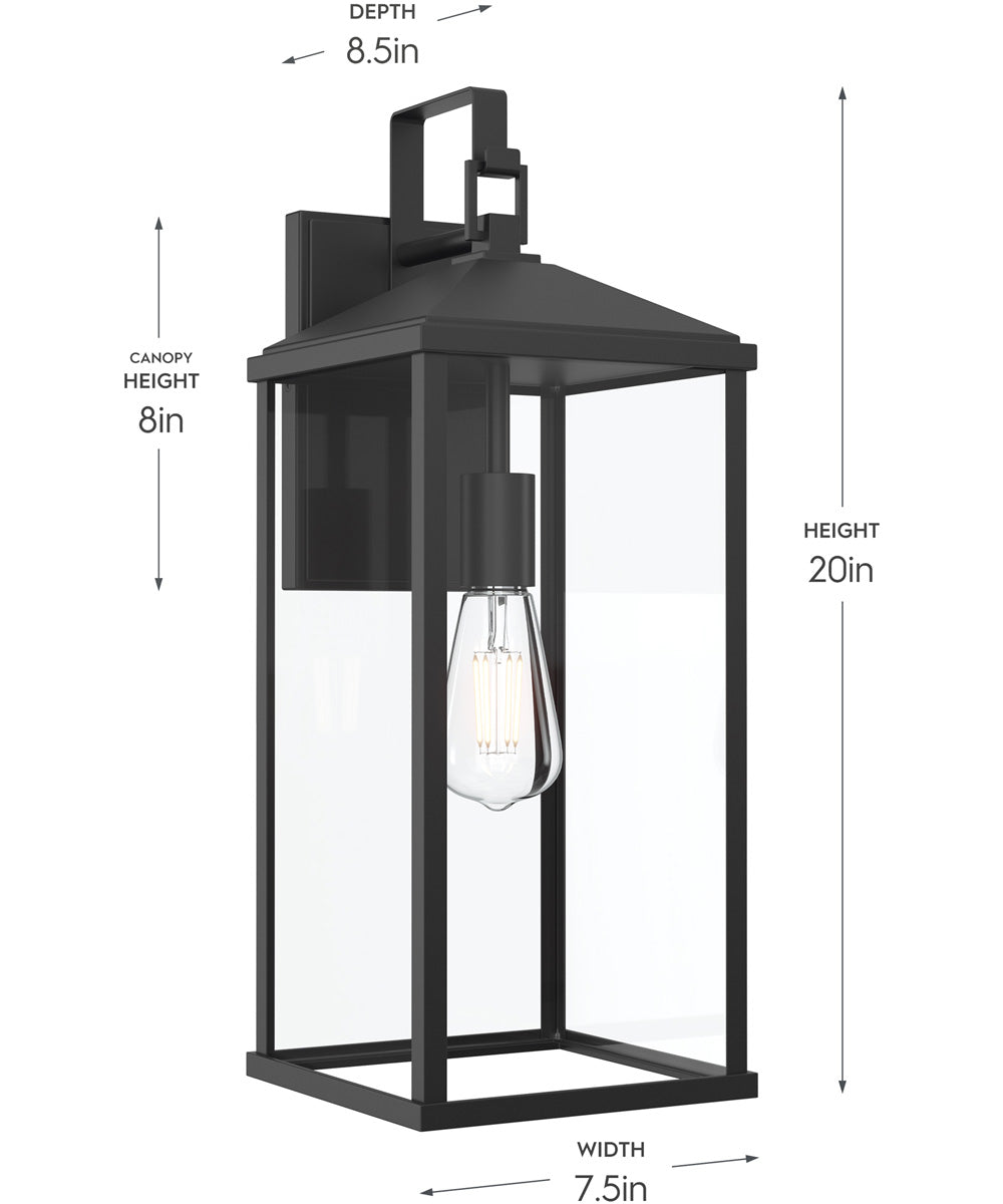 Cantley Extra Large Outdoor Wall Lantern with Clear Glass Panels Matte Black