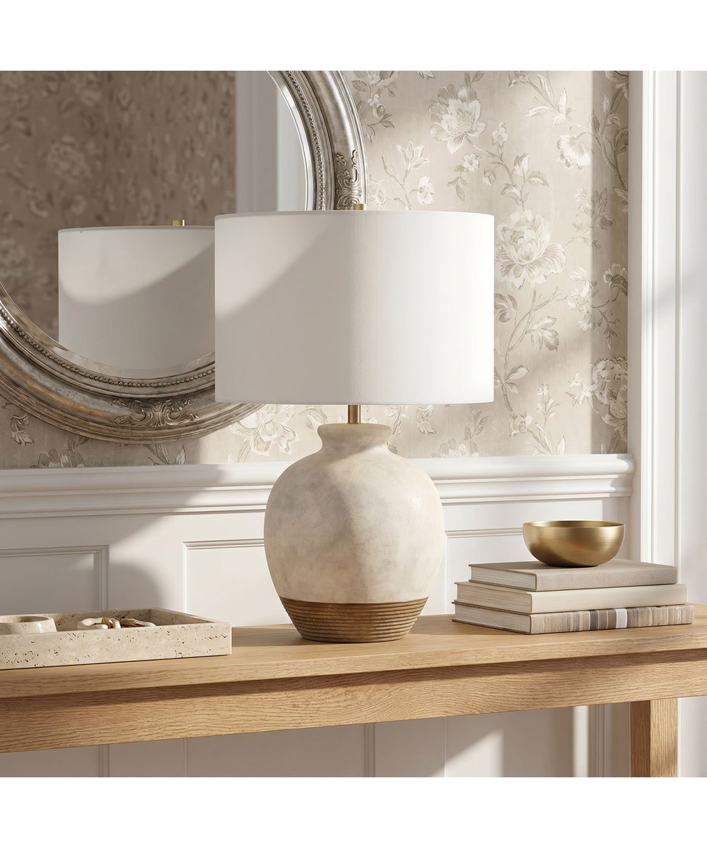 1-Light Table Lamp with Textured Ceramic in White Wash and Rust Brown