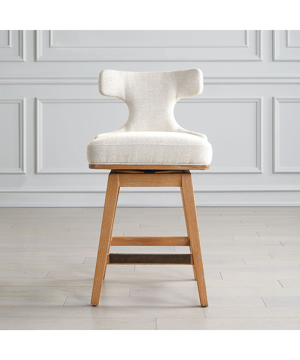 Klismos Off-White Fabric Counter Stool