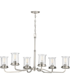 Winslett 6-Light Clear Seeded Glass Coastal Chandelier Light Brushed Nickel