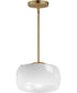 Glazed Single Pendant White/Natural Aged Brass