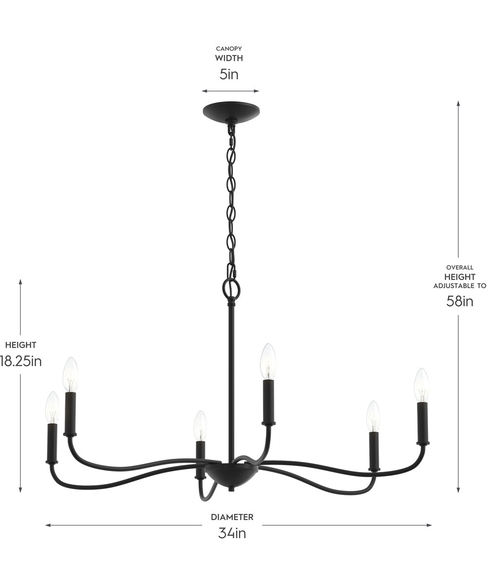 Ilia 6-Light Large Chandelier Matte Black