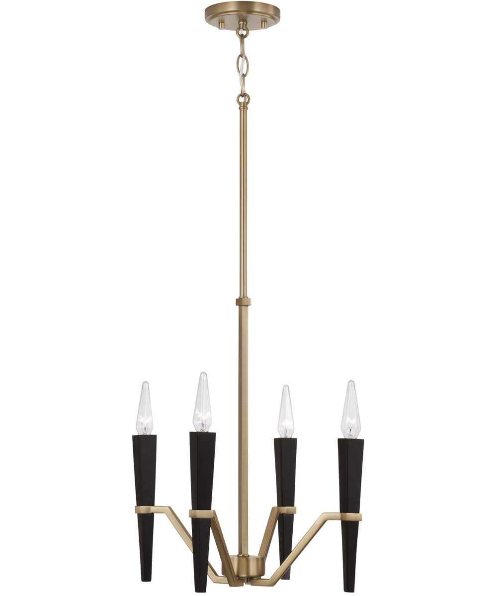 Enzo 4-Light Chandelier Aged Brass and Black