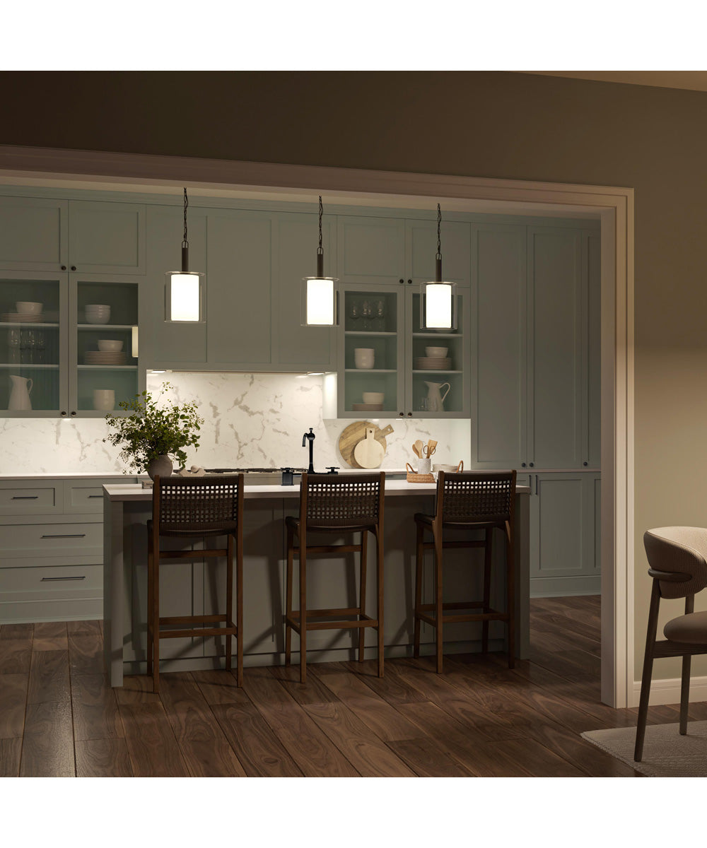 Mack 1-Light Pendant with Layered Glass Shade Matte Black