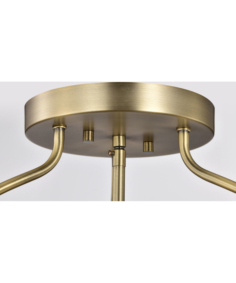 Amado 3-Light Close-to-Ceiling Vintage Brass
