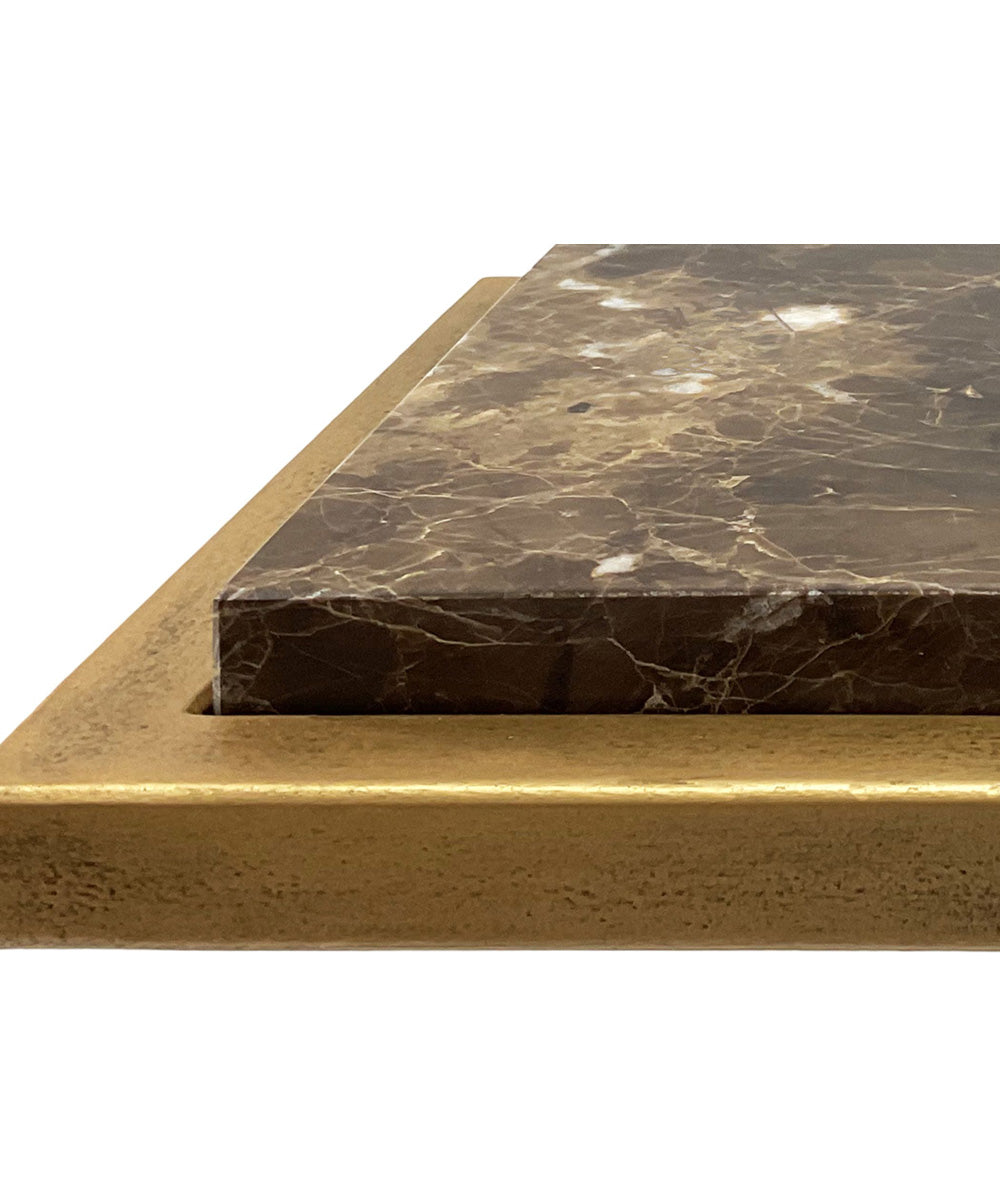 Martini Table with Iron Frame in Antiqued Gold with Brown Marble