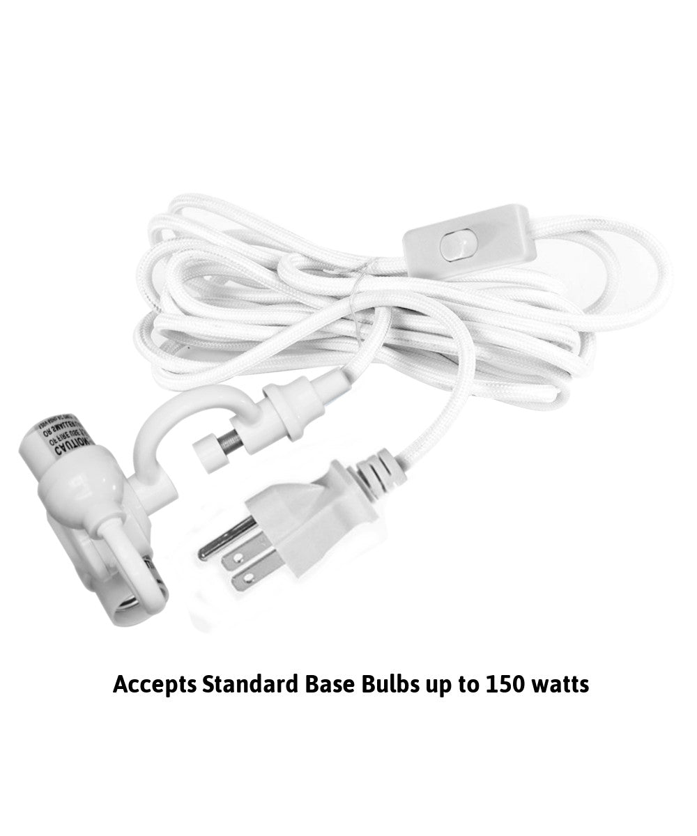 MAST Plug-In Wall Mount Pendant, 2 Light White Cord/Arm with Diffuser, Rounded Corner Square Oatmeal Drum Shade 12"W