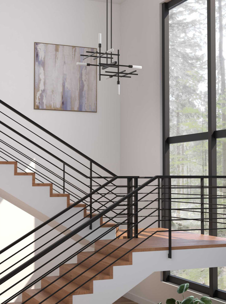 Quadrant LED 6-Light Modern Style Chandelier Light Matte Black